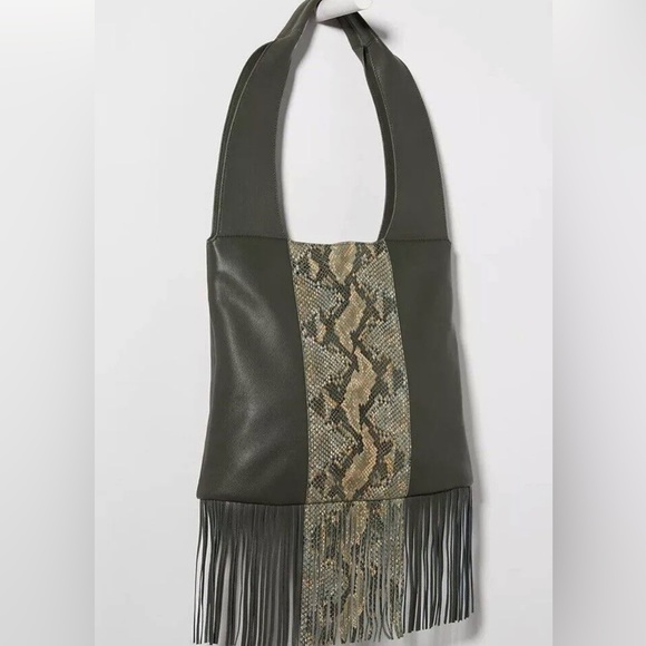 Anthropologie Handbags - ANTHROPOLOGIE python fringe bag